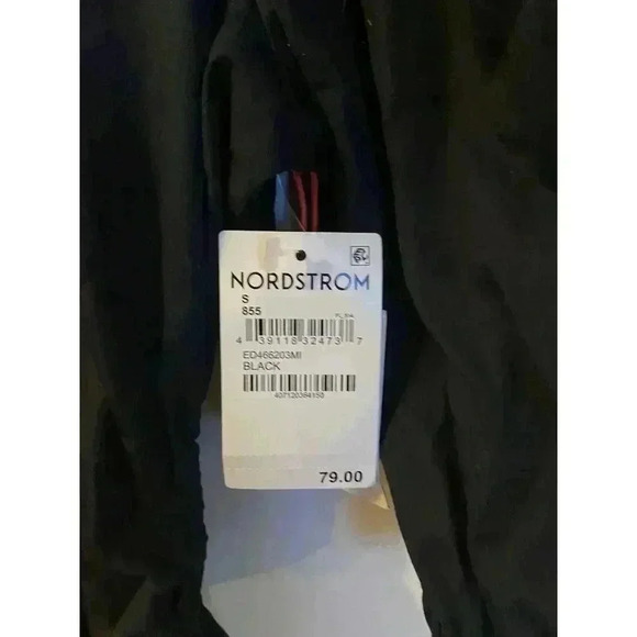 NWT Nordstrom Open Edit Open Back Mini Black Cotton Mini Dress Size Small - Picture 3 of 4